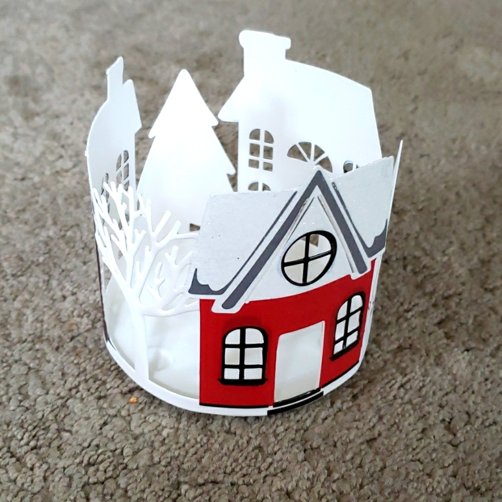 NWT Candle Holder with houses & trees